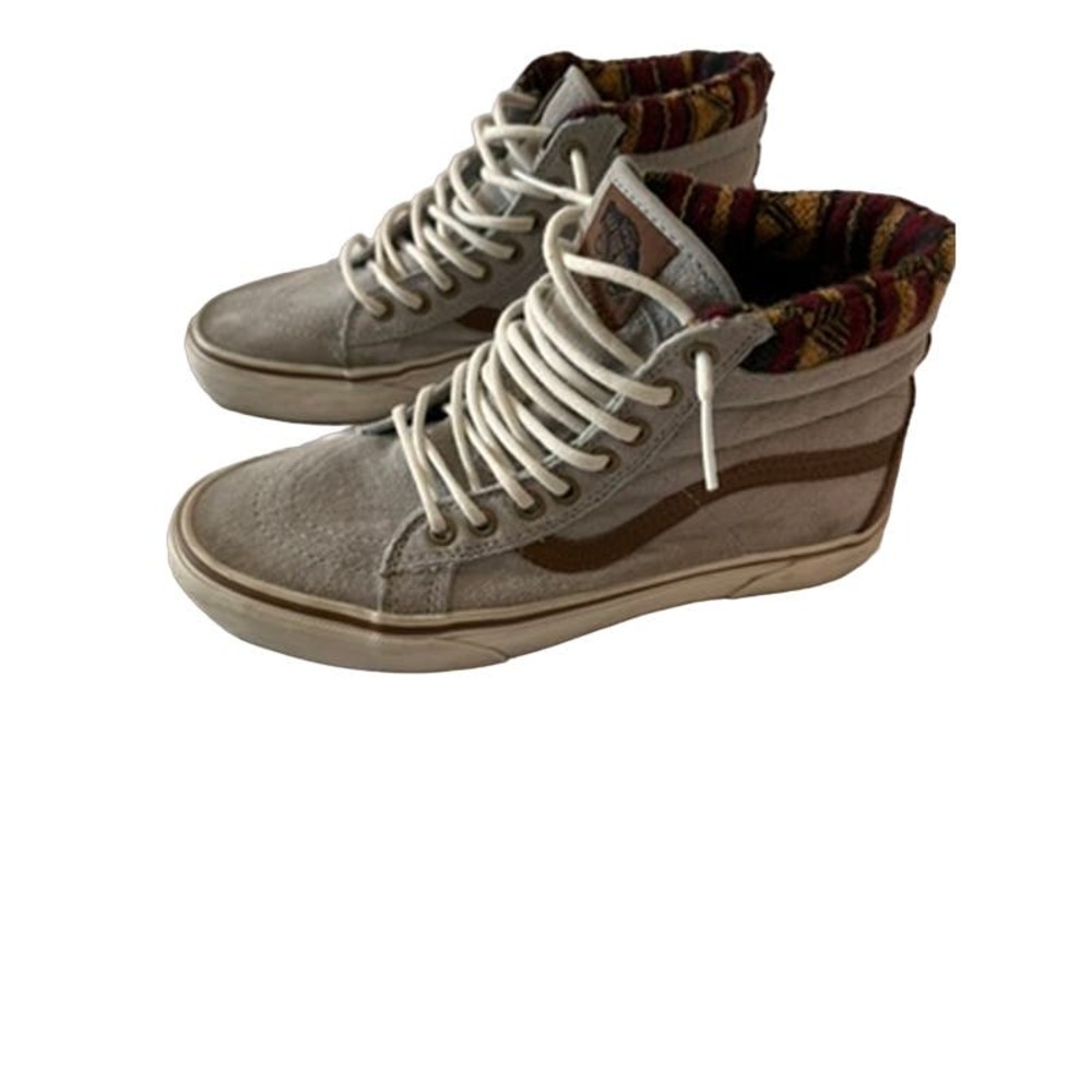 Vans Off The Wall Scotch guard Leather Indie Gray Suede High Top Men 7.5 Women 9